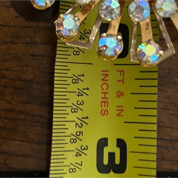 Vintage Aurora Borealis Brooch Gold-Tone Rivet Set 1960s Starburst Atomic 2 inch - Picture 14 of 14